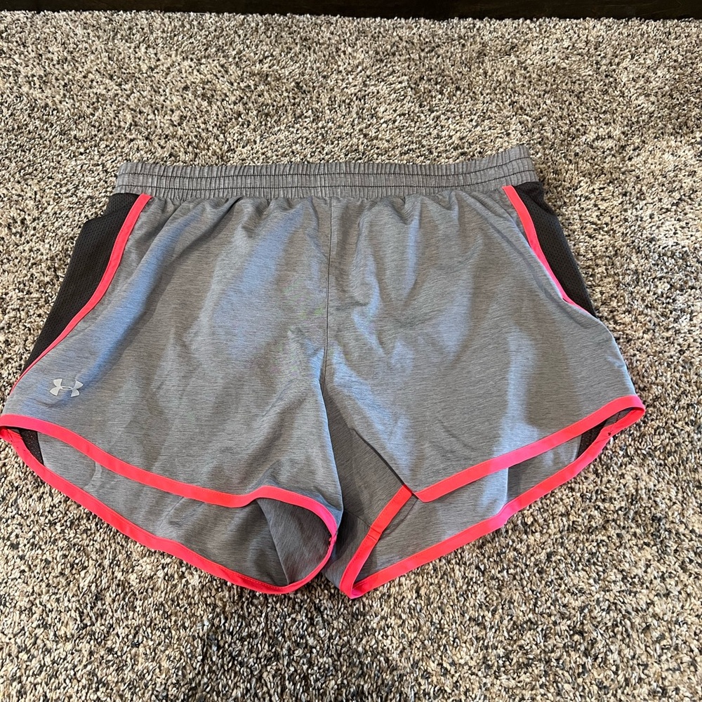 Under Armour Gray and Pink Athletic Shorts Moisture-Wicking Design